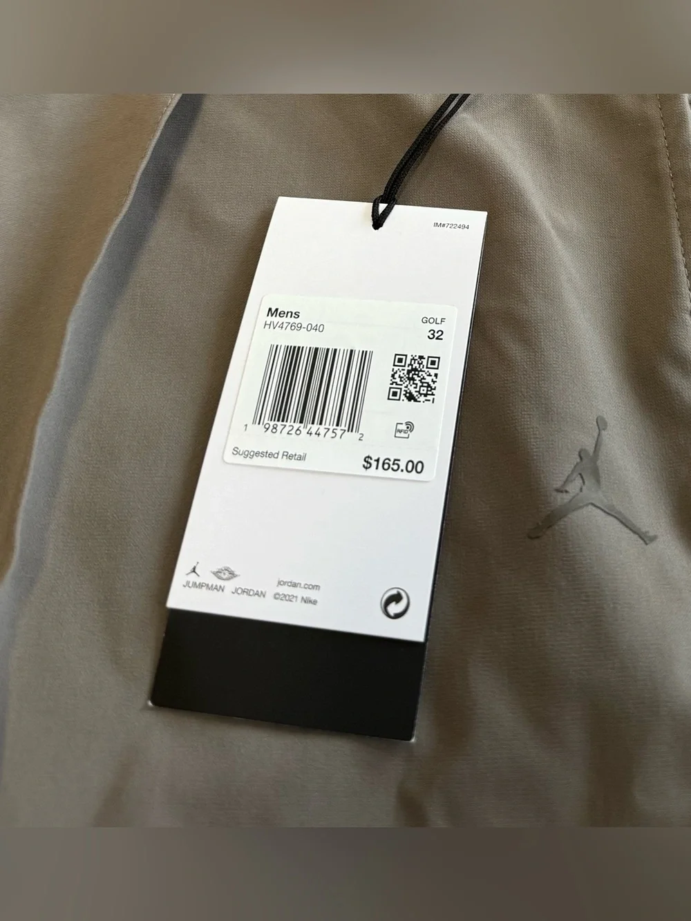Jordan Sport Golf Pants Loose Fit Full Length Olive Gray HV4769-040 Mens Size 32